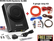 Boss Audio SLIM8 8" 800W Under Seat Car Subwoofer Amplifier +8 gauge Amp Kit