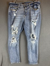 Judy Blue Boyfriend Fit High Rise Jeans Womens Size 16W Blue Distressed Stretch