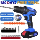 Cordless Drill w Li-Ion Battery Electric Driver Screwdriver Bits Kit Tool Repair