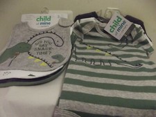 Carter's Child of Mine Baby Infant Boys 3 Pack Cotton Bodysuits Bibs sz 6-9m