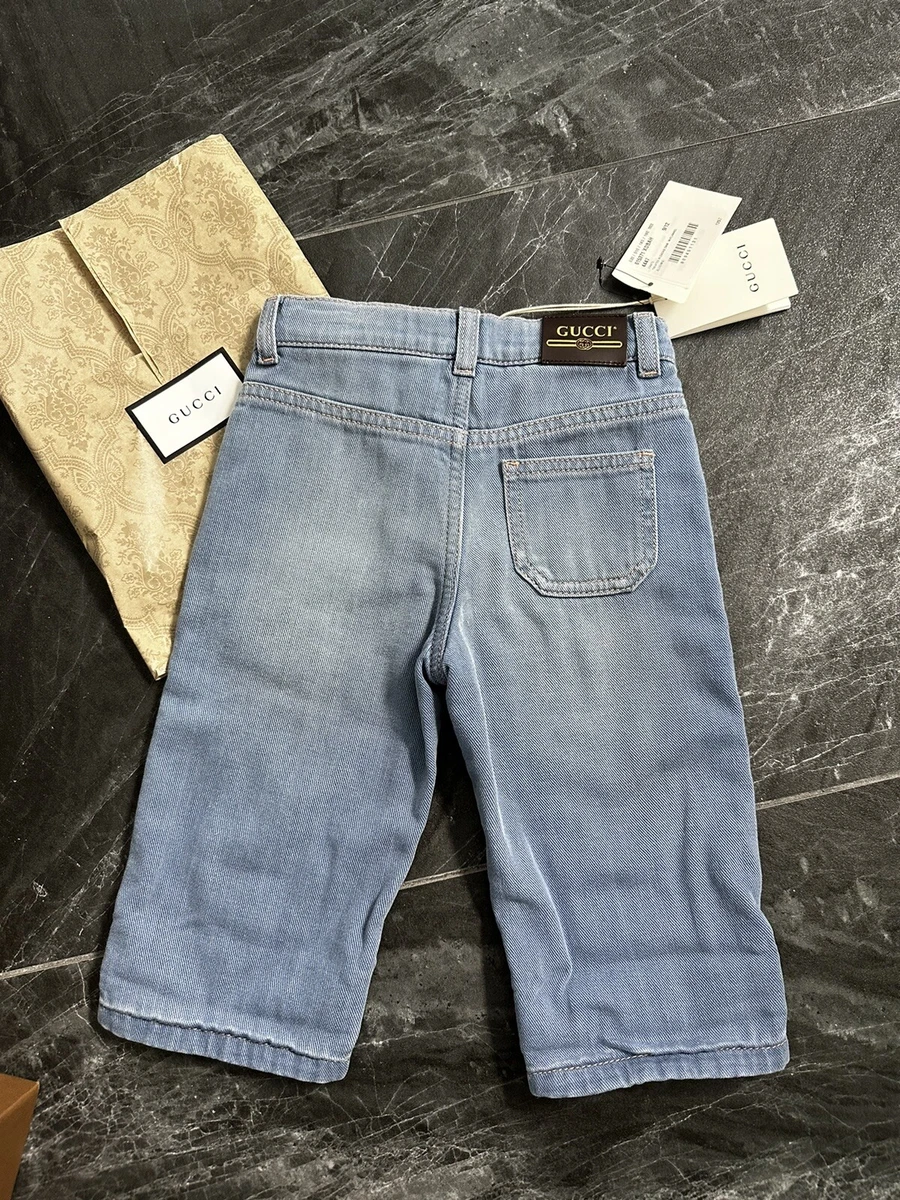 Gucci Kids Web Cuff Straight Leg Jeans NEW Size 9 12m Baby Toddler