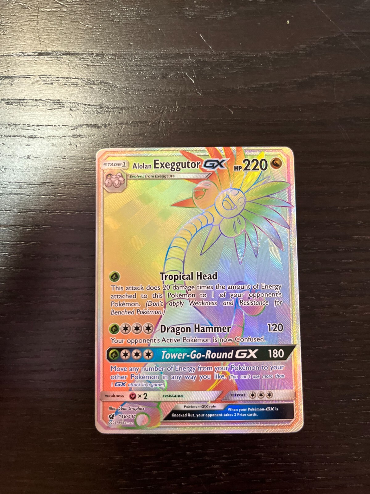 Pokemon TCG Crimson Invasion Alolan Exeggutor GX 118/111 Secret NM