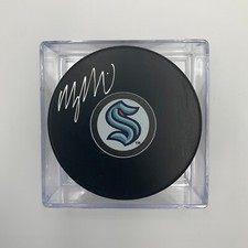 MORGAN GEEKIE SIGNED/AUTO'D SEATTLE KRAKEN LOGO HOCKEY PUCK w/CASE - FANATICS