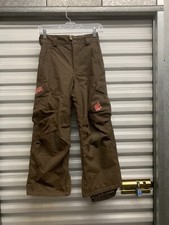 Burton Snowboard Pants Boys Small Cargo Brown Stretch Waist Snow Ski 24 x 24