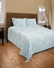 Rizzy Home Posh 2-Piece Quilted Bed Set, Twin, Light Blue