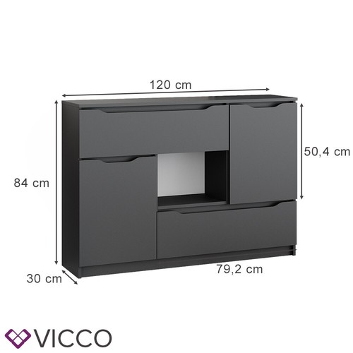 Sideboard Kommode Mehrzweckschrank Ruben Anthrazit 120 cm 4 Schubladen Vicco - Bild 3 von 8