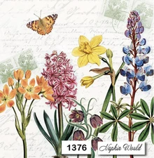 (1376) TWO Paper LUNCHEON Decoupage Art Craft Napkins - MIXED FLOWERS SPRING