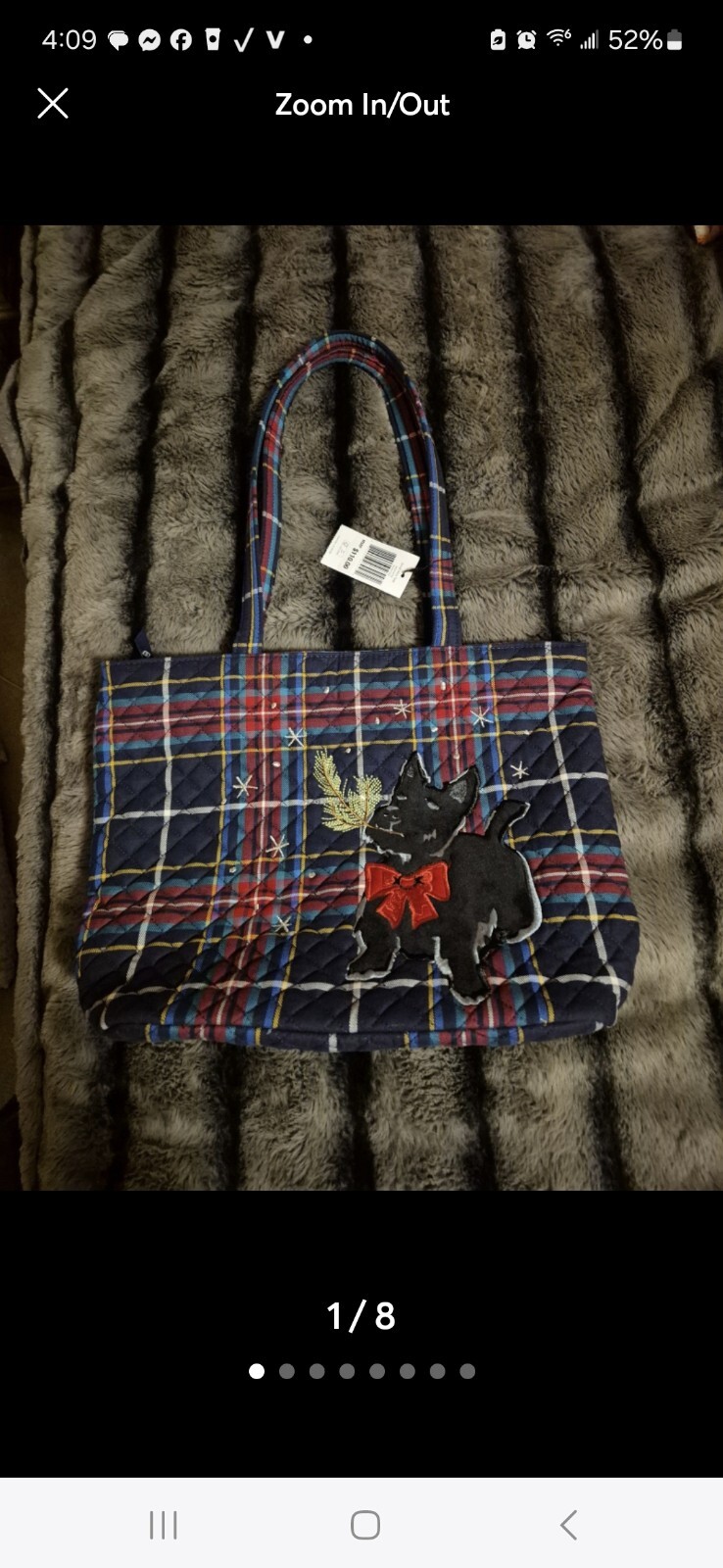 VERA BRADLEY Scottie Dog Small Tote Bag Cute Pet Print  