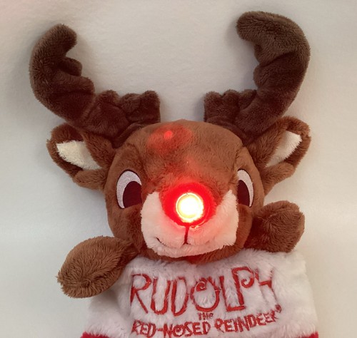 Medias de Navidad Dan Dee Rudolph el reno nariz roja 17" luces música felpa - Imagen 10 de 15