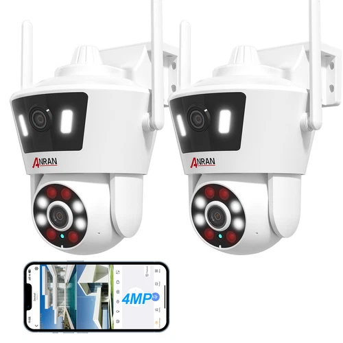 ANRAN 4MP Security Camera Dual Lens WiFi 360° PTZ 2Way Audio Home Outdoor 2Pack