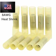 10PCS Marine 8AWG Electrical Crimp Splice Terminals Heat Shrink Butt Connectors