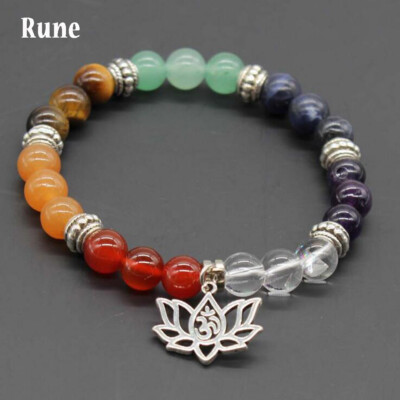 7 Chakra Healing Natural Stone Round Gemstone Yoga Energy Beads Bracelet Jewelry