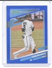 2021 Donruss Baseball Holo Blue #154B Starling Marte SP (Marlins)