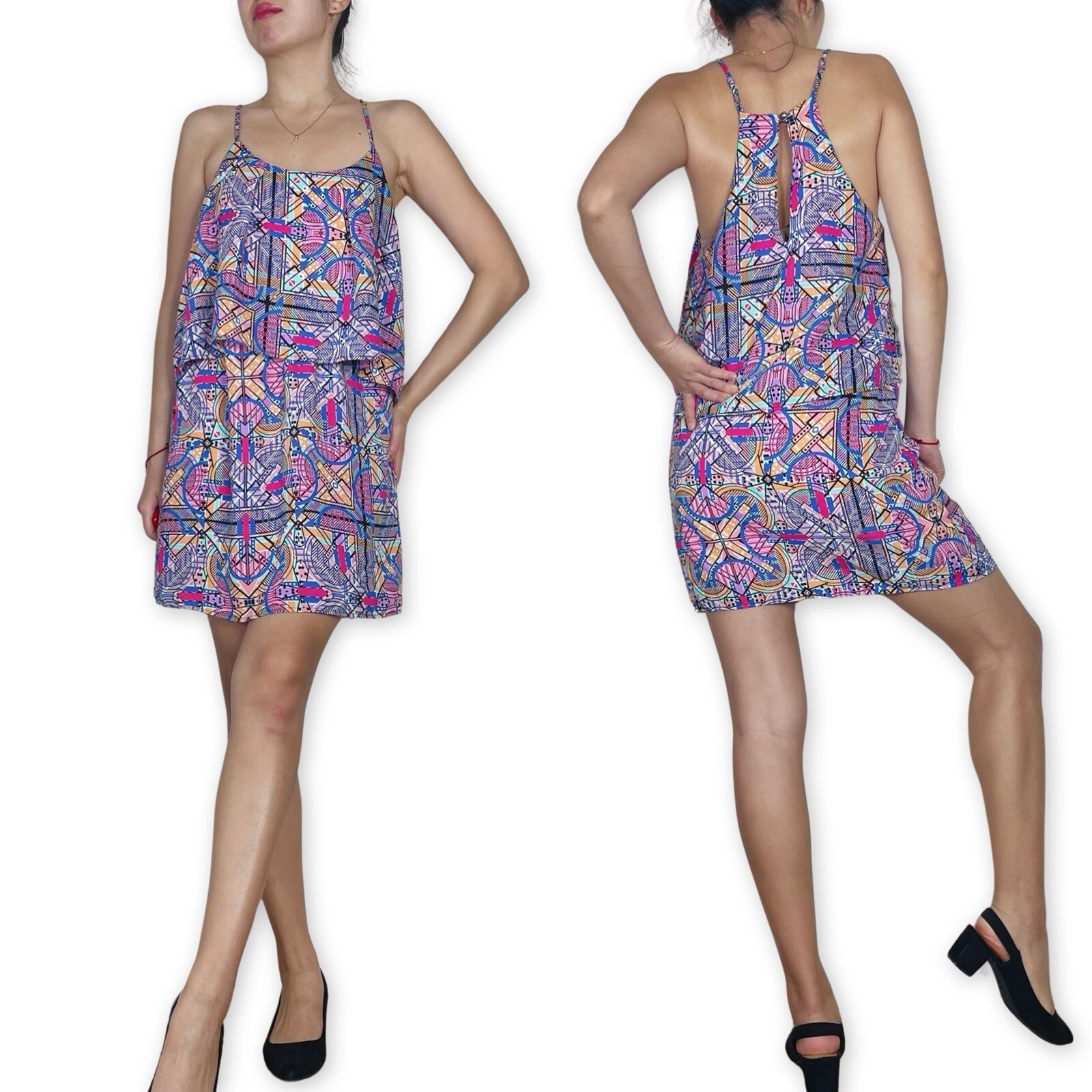 Everly Multicolor Funky Geometric Pattern Dress S… - image 1