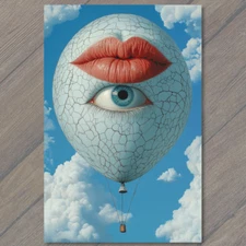 Art Print Big Lips Eye Balloon Surreal Sky Fantasy Cloud Watching Weird