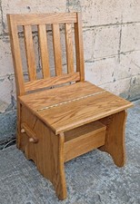 Antiguo taburete vintage antiguo hecho a mano de madera maciza de roble con acento lateral silla de pie