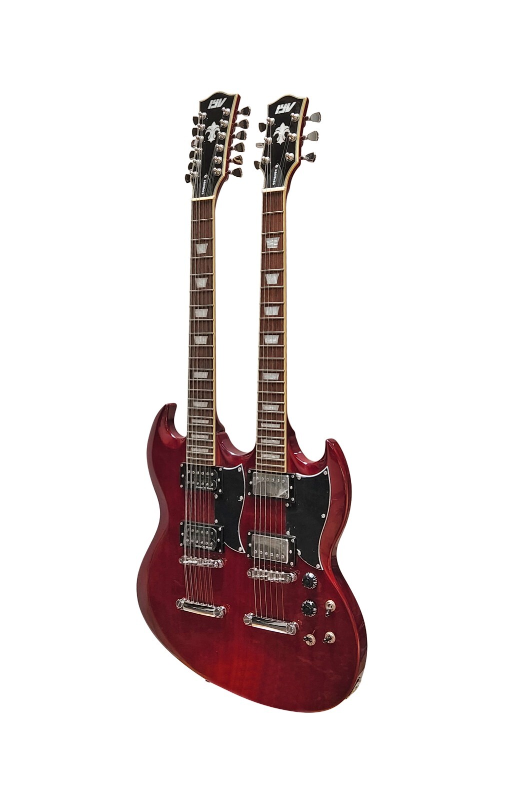 IYV IDN126 DoubleNeck Solid Body Guitar, Trans Red eBay