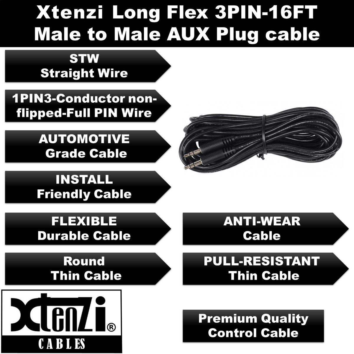 Kicker Bass Knob Cable Xtenzi 6-Pin Remote Bass Knob With 15 FT