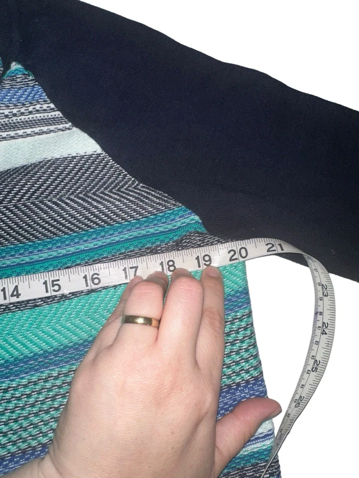 Новый с Ярлыками Merona женщин 100% хлопок кардиган свитер Sz XL синий бирюзовая полоса - Изображение 4 из 4