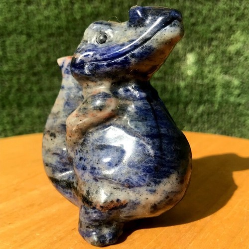 240G Natural Blue-vein stone Quartz Crystal Hand carved crocodile Healing - Picture 6 of 15