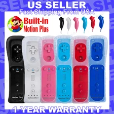 Built in Motion Plus Remote Controller & Nunchuck For Nintendo Wii Wii U + Strap