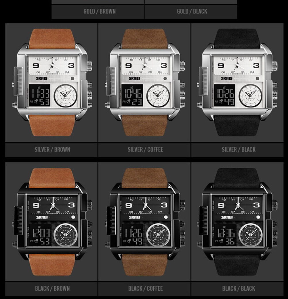 Square Wristwatches Quartz Waterproof Mens SKMEI 1584 Mirror Glass