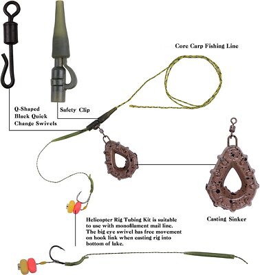 carp fishing accessories for sale Hair Rig Kits,26pcs Sets Curved Barbed Carp Hook Swivel Boilies Bait Stops and Stringers Needle Fishing Bait Rigs Braided Thread Line Fishing 2# : Sports & Outdoors Carp Fishing Rig Kit Hair