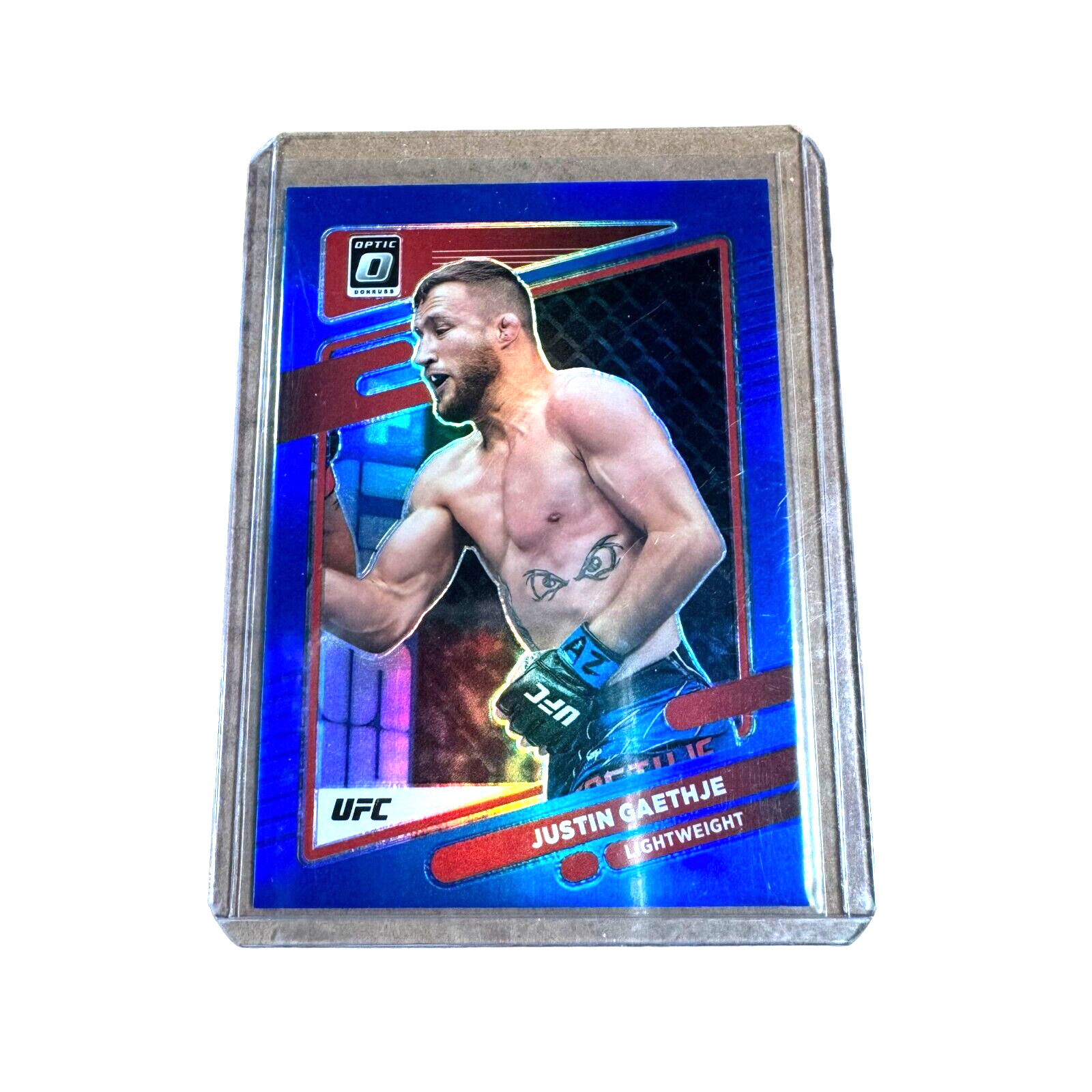 2022 Optic Donruss UFC Justin Gaethje #98 Blue Holo Prizm /99 SP Lightweight