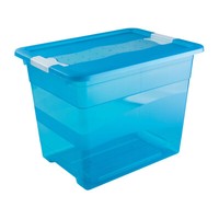 Keeeper Aufbewahrungsbox Deckel Schiebeverschluss 24L Cornelia, Blau Transparent