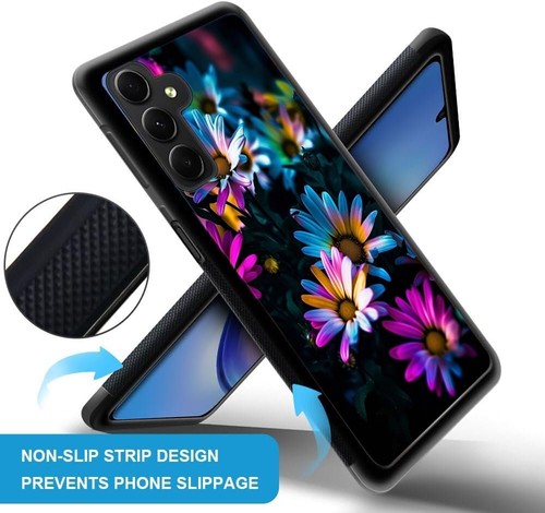 neon daisy flowers dark Flexible Cases For iPhone SE4 16E 12 13 14 15 16 Pro Max - Picture 14 of 25