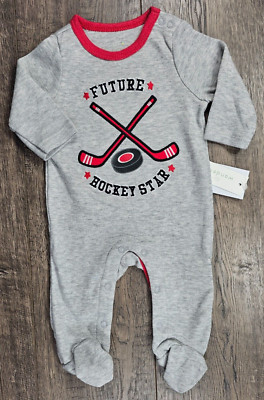 Baby Boy Clothes New Wanderling Newborn Gray Future Hockey Star Footed Outfit