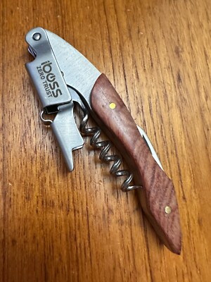 IBOSS ZERO TRUST Quality Wood Waiters Corkscrew Wine Key Opener