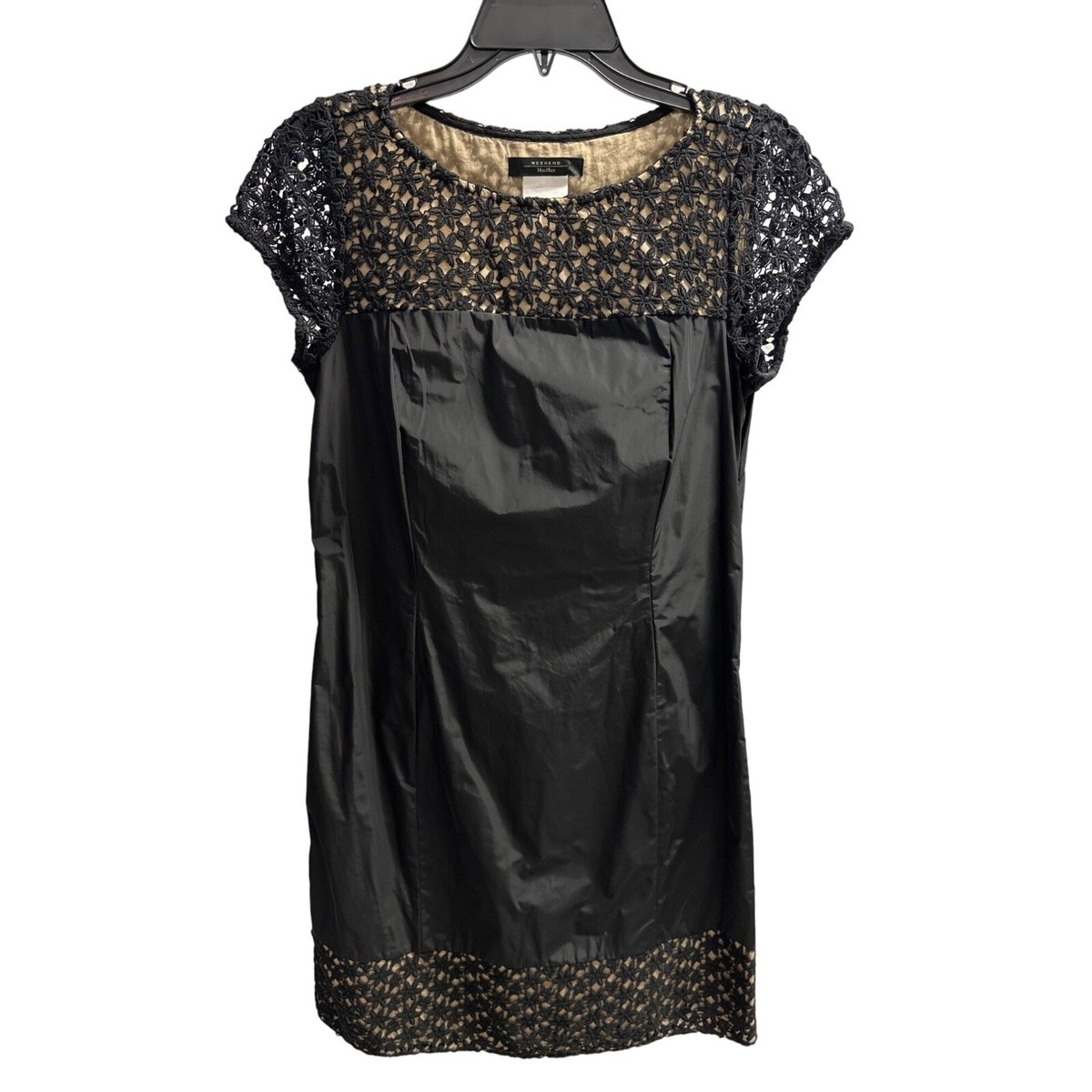 max mara sport black mini dress Weekend Crochet/Satin US 6 Size:40R