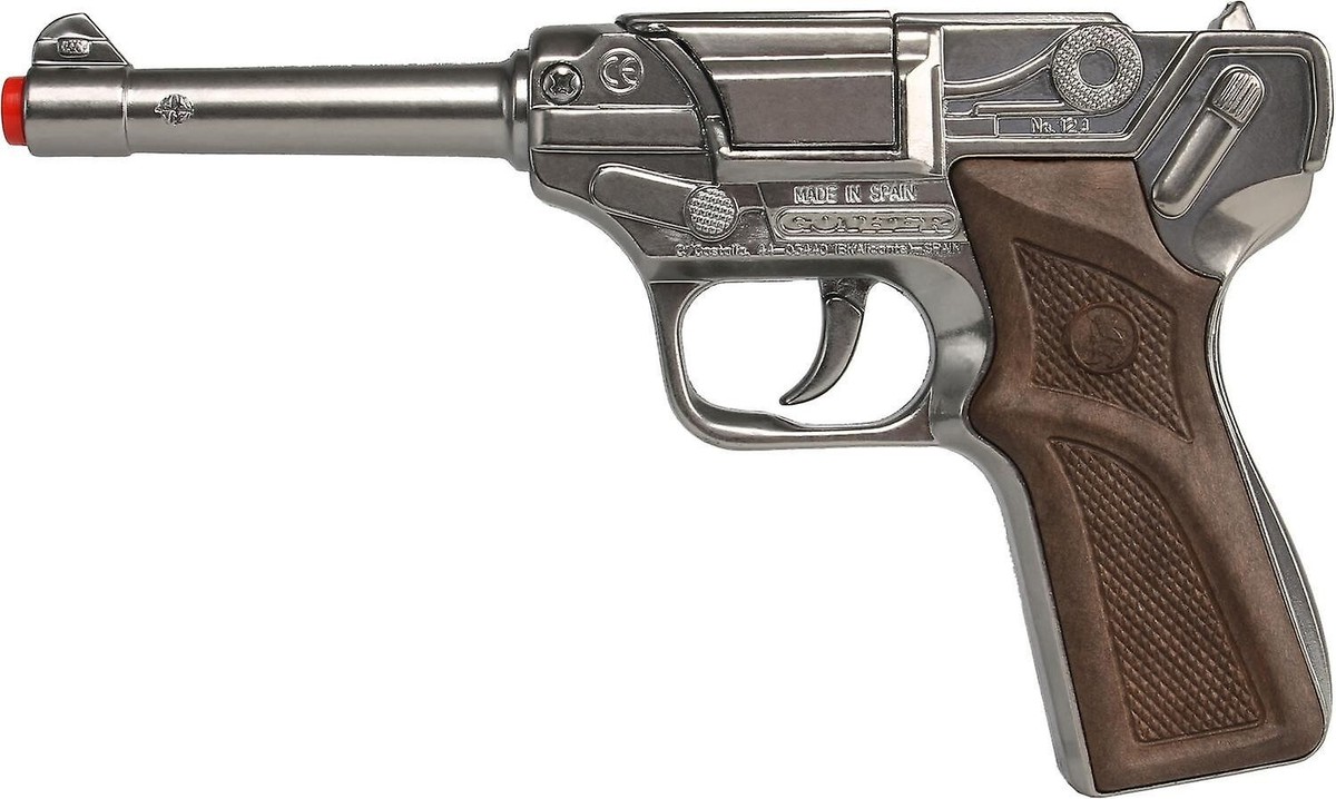 Gonher German Luger Style Police 8 Shot Diecast Cap Gun Made in