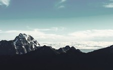 Landscape mountains low saturation snowy peak skyscape Custom Gaming Mat Desk
