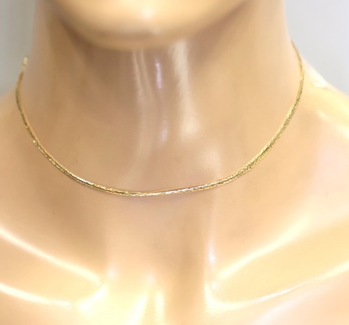 Collana catena maglia triangolo oro giallo 14 kt 28,5" .80mm vintage estate -kinks - Foto 11 di 15