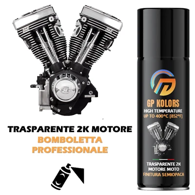 GP KOLORS Trasparente 2K Motore Spray FINITURA SEMIOPACA | Resiste alla benzina