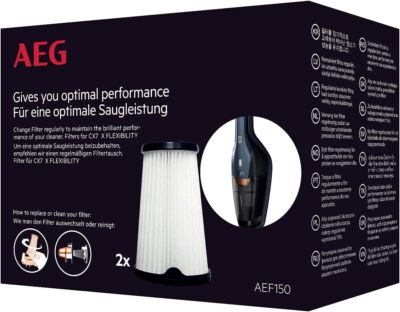 AEG AEF150 Filterset CX7-2 & QX8 Doppelpack Innenfilter Staubsauger Filter Weiß