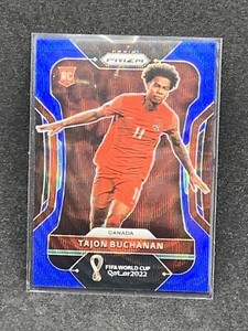 2022 Panini Prizm World Cup Tajon Buchanan Blue Wave Prizm /199 Rookie RC Canada