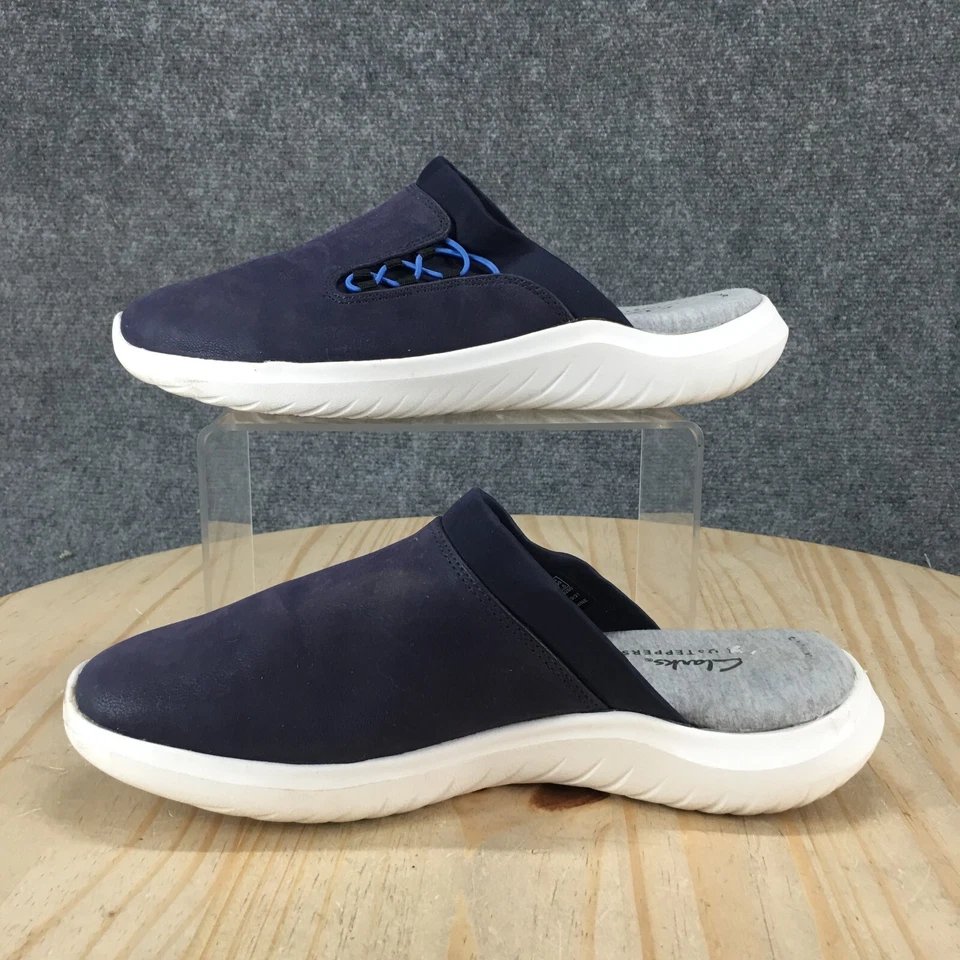 Zapatillas Clarks para mujer 7,5 M Nova Ease zueco mula cuero punta redonda azul sin cordones Foto 2 de 4