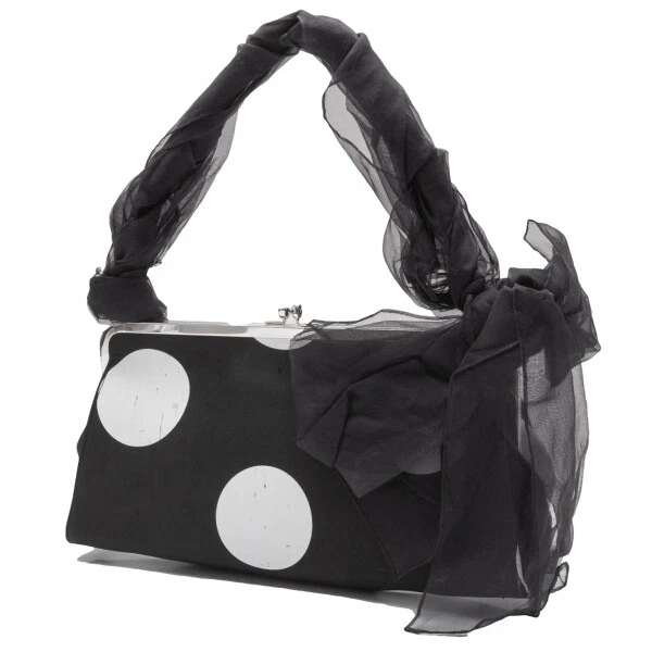 Junya Watanabe Comme Des Garcons Chiffon Handle Clasp Clutch Bag Black Second Ha