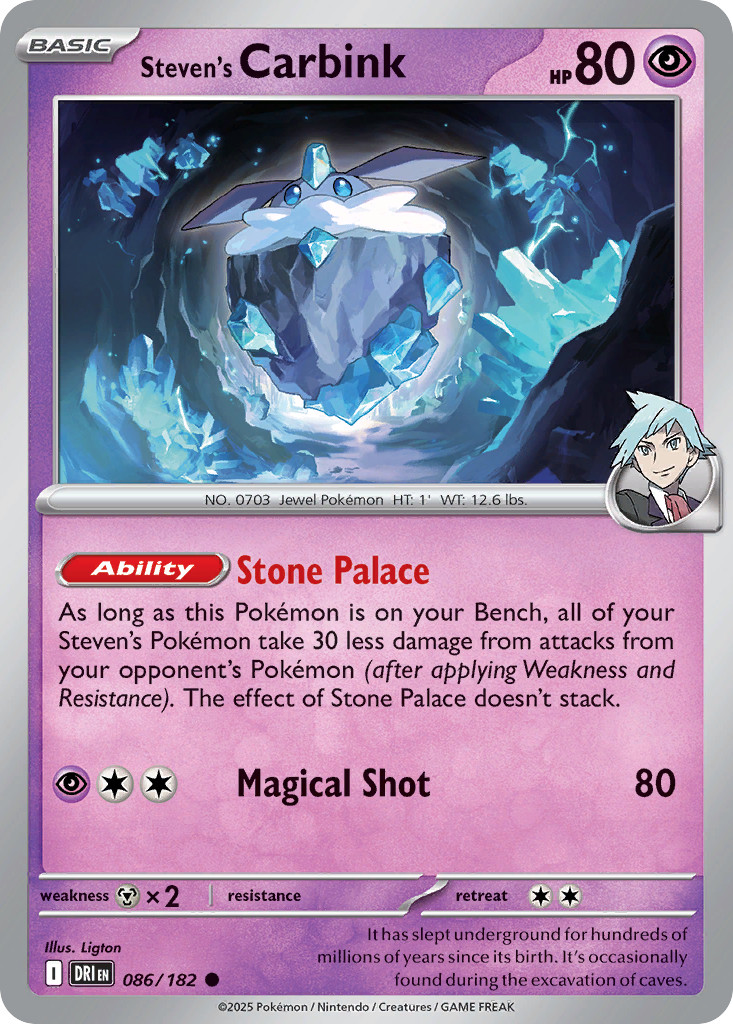 Steven's Carbink 86/182 Common | Destined Rivals | Pokemon Card