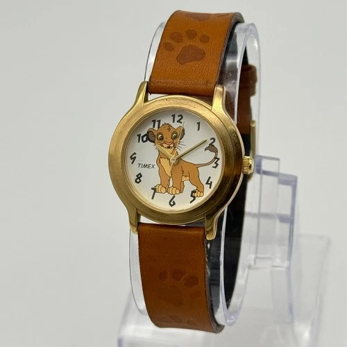Women's/Kid's Vintage 1990's TIMEX Disney's "The Lion King" Gold Tone Watch 28mm