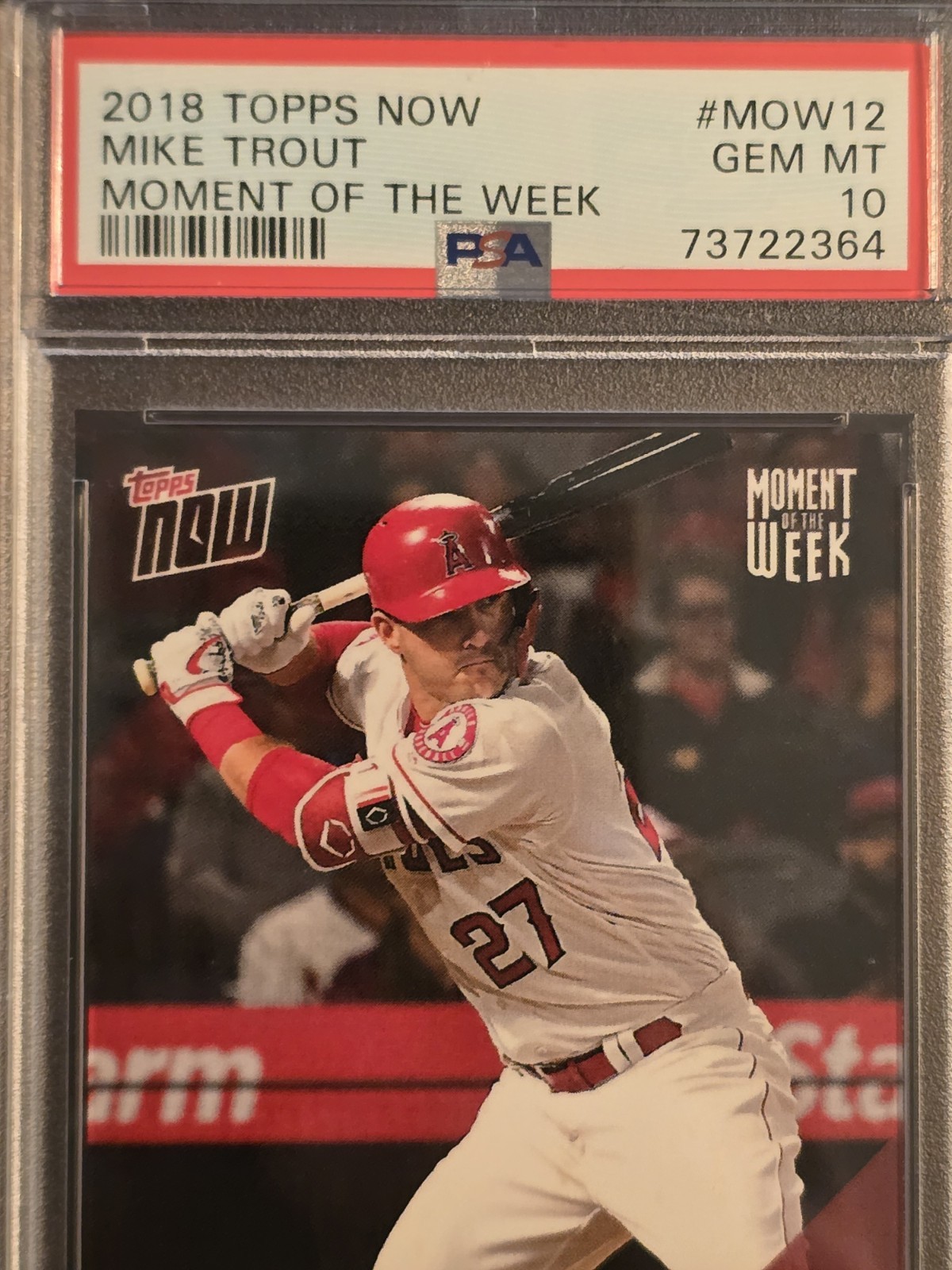 Topps 2018 Topps Now Mike Trout MOW-12 /886 PSA 10 view 3