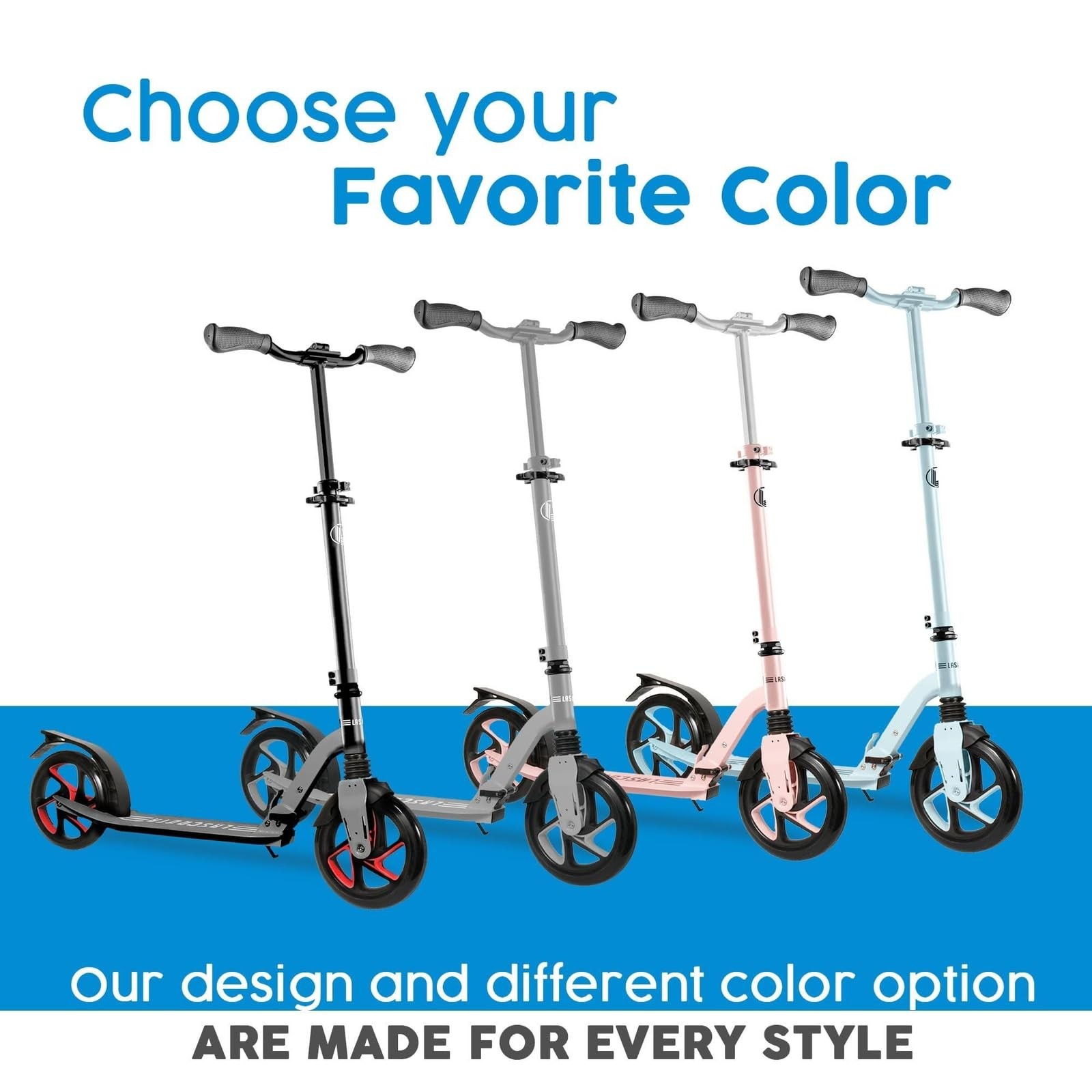 Adult Kick Scooter - Black, 264 lb Capacity - Foldable Commuter Scooter for A...