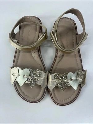 New ELEPHANTITO Caro Cuore Kids Heart Sandals in Gold Leather Size 2