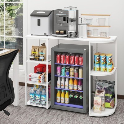 Mini Fridge Cabinet with Storage Coffee Bar Cabinet with Mini Refrigerator Sp...