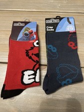 Sesame Street ELMO and Crayons Size 8-12 BONUS PAIR Crew Socks NEW