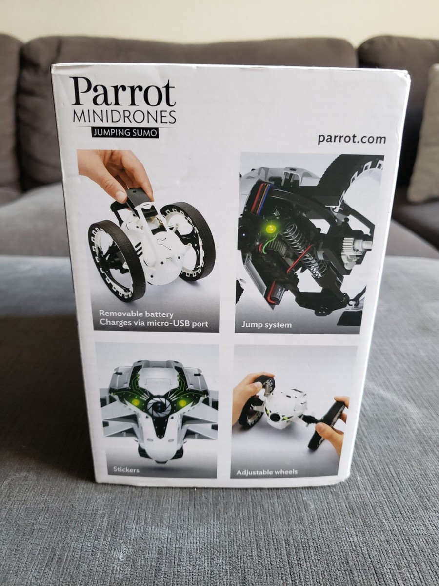 Parrot Jumping Sumo MiniDrone White Original Box And Parts TESTED
