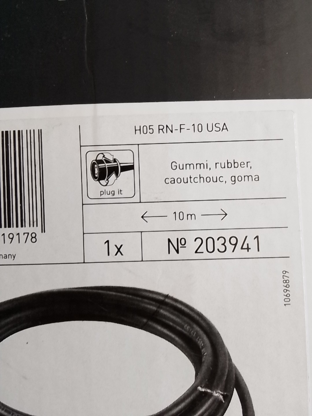 Festool 203941 Plug It Cord, 10 Meter (NEW) 